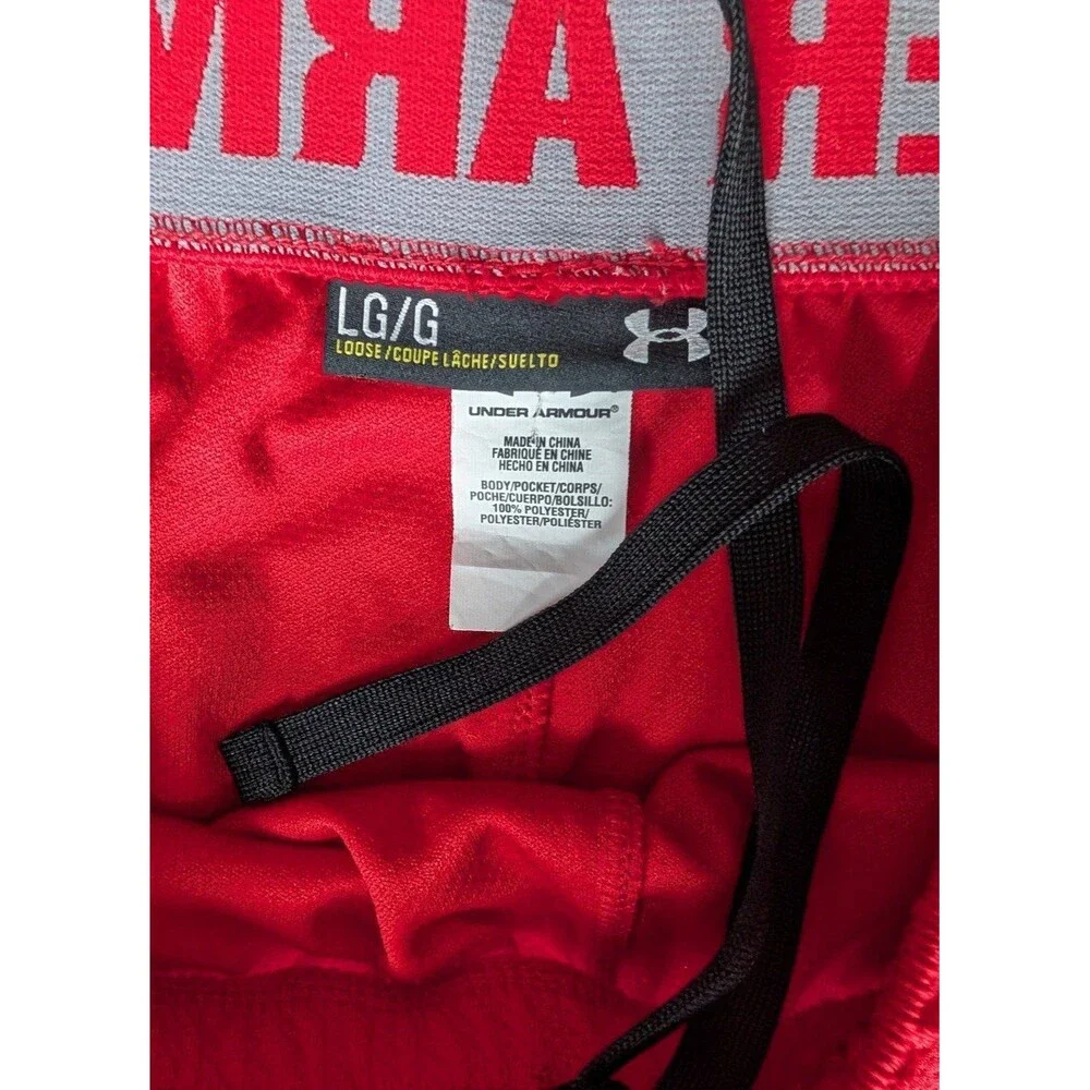 Men's Under Armour UA Reflex Warm Up Pants Red/Black Mesh Baggy LG